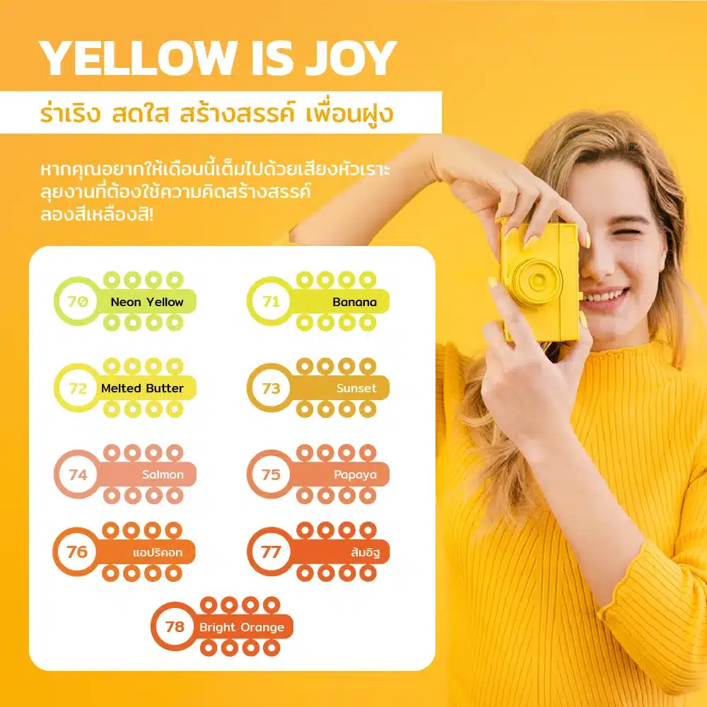 สียางจัดฟันสีเหลือง สดใส