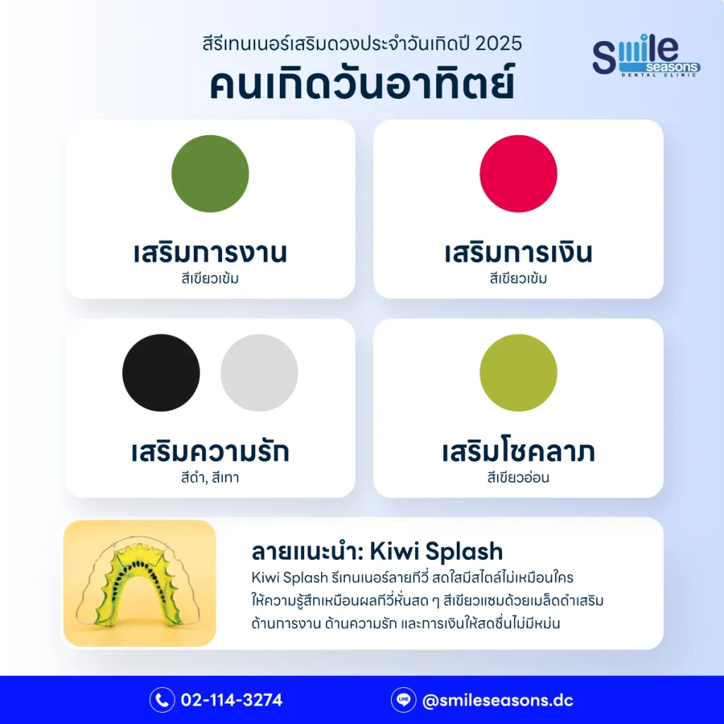 สีรีเทนเนอร์มงคลสำหรับคนเกิดวันอาทิตย์