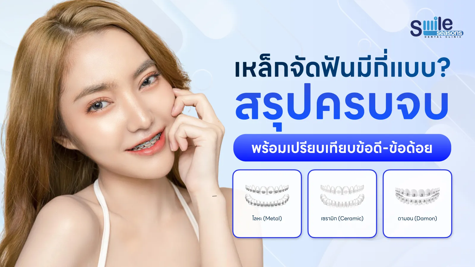 เหล็กจัดฟันมีกี่แบบ? สรุปครบจบ พร้อมเปรียบเทียบข้อดี-ข้อด้อย