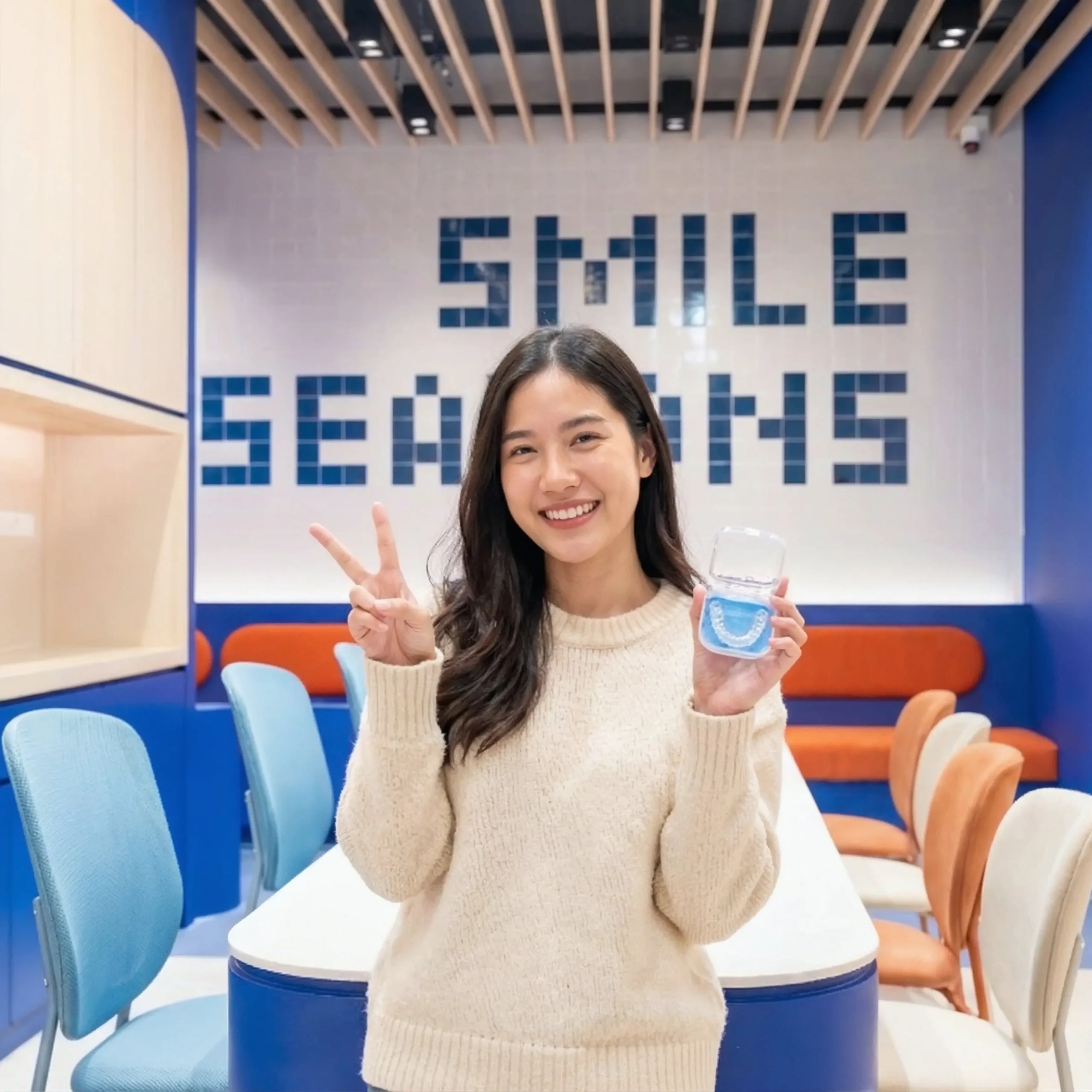 พนักงานออฟฟิศยิ้มมั่นใจด้วยจัดฟันใส