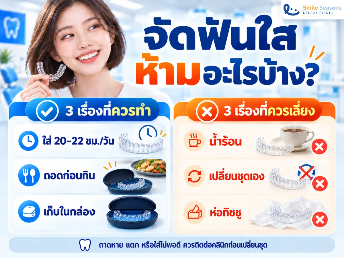 10 ข้อห้ามจัดฟันใส Invisalign เรื่องอาหาร การใส่ และการเก็บเครื่องมือ