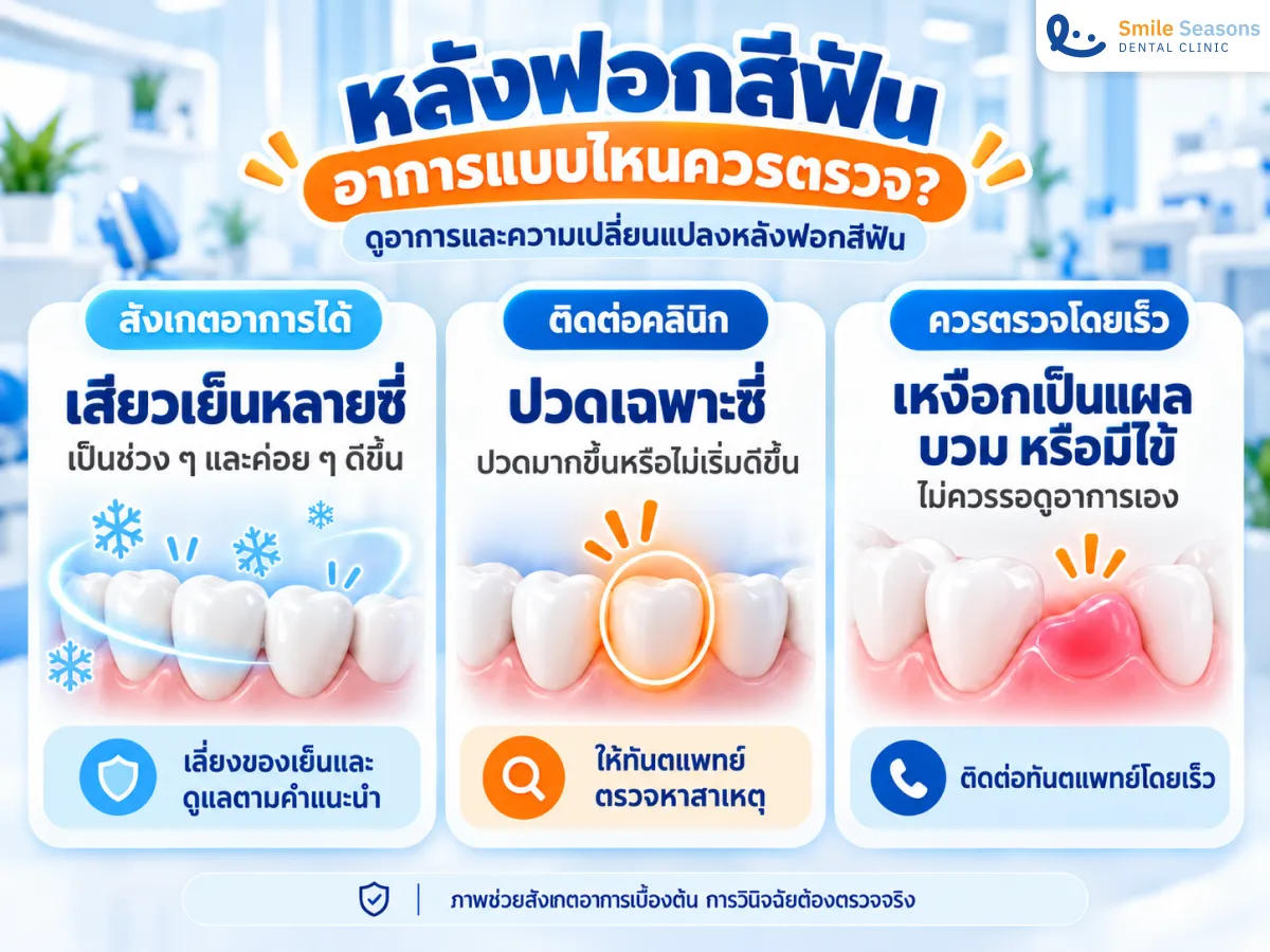 เปรียบเทียบอาการเสียวหลังฟอกสีฟันและสัญญาณที่ควรพบทันตแพทย์